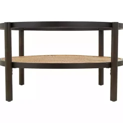 Kirklands Home Rattan and Glass 2-Tier Coffee Table Clearance