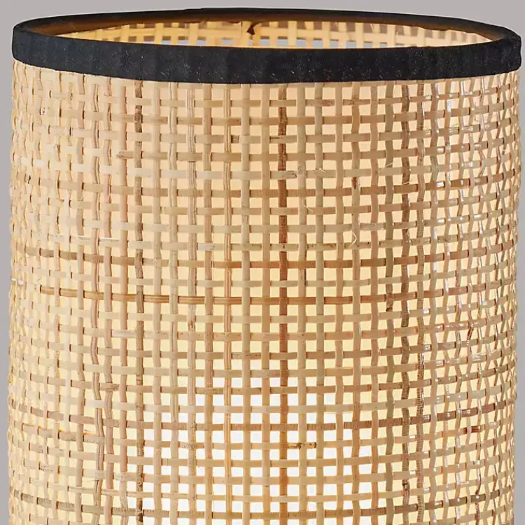 Kirklands Home Rattan Cylinder Shade Black Base Table Lamp