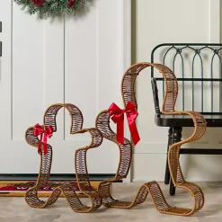 Outdoor Christmas Decorations>Kirklands Home Rattan Gingerbread Men Outdoor Statues, Set of 2