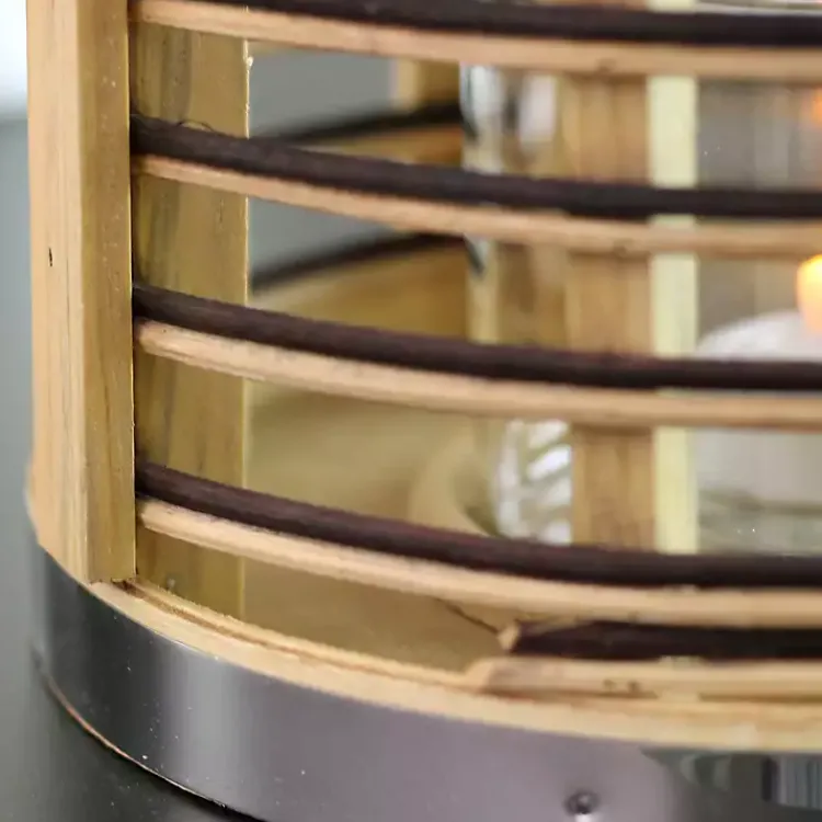 Lanterns>Kirklands Home Rattan Hurricane Lantern with Jute Rope