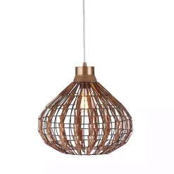 Kirklands Home Rattan Pepper Moon Pendant Light Brown New