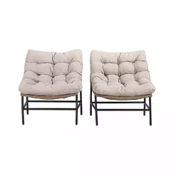 Kirklands Home Rattan Scoop Chairs with Cushions, Set of 2 Clearance