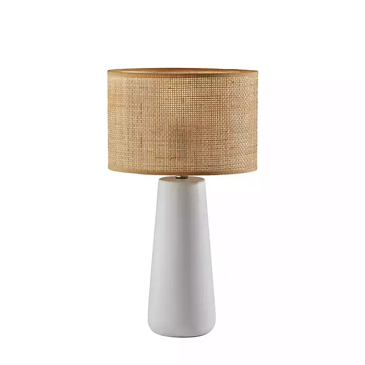 Kirklands Home Rattan Shade Base Table Lamp White Hot