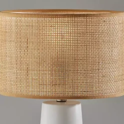 Kirklands Home Rattan Shade Base Table Lamp White Hot