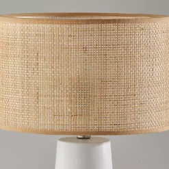 Kirklands Home Rattan Shade Base Table Lamp White Hot
