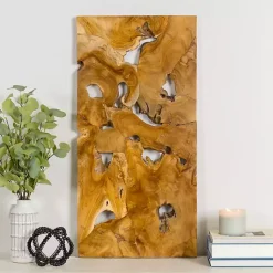 Kirklands Home Raw Teak Root Panel Wall Plaque Brown New