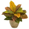 Trees & Topiaries>Kirklands Home Real Touch Potted Garden Croton Plant