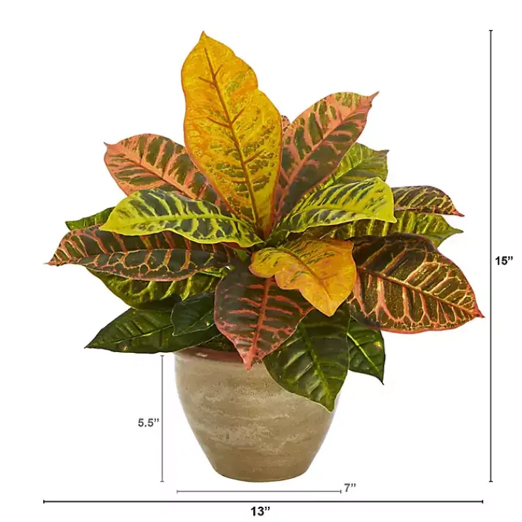 Trees & Topiaries>Kirklands Home Real Touch Potted Garden Croton Plant