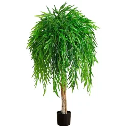 Trees & Topiaries>Kirklands Home Real Touch Willow Tree in Black Planter, 4 ft.