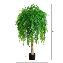 Trees & Topiaries>Kirklands Home Real Touch Willow Tree in Black Planter, 4 ft.