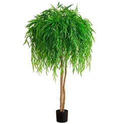 Trees & Topiaries>Kirklands Home Real Touch Willow Tree in Black Planter, 5 ft.