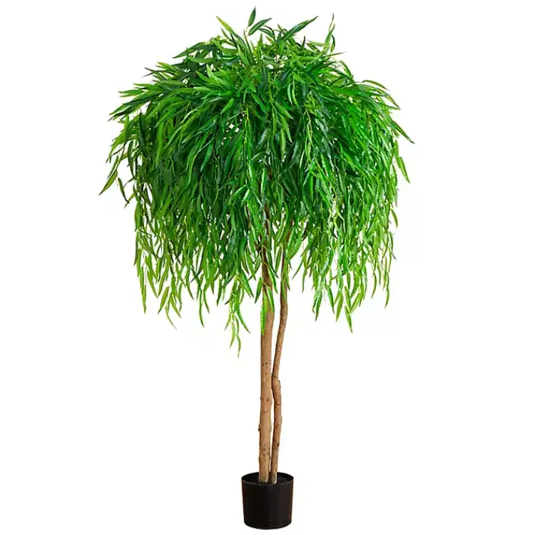 Trees & Topiaries>Kirklands Home Real Touch Willow Tree in Black Planter, 5 ft.