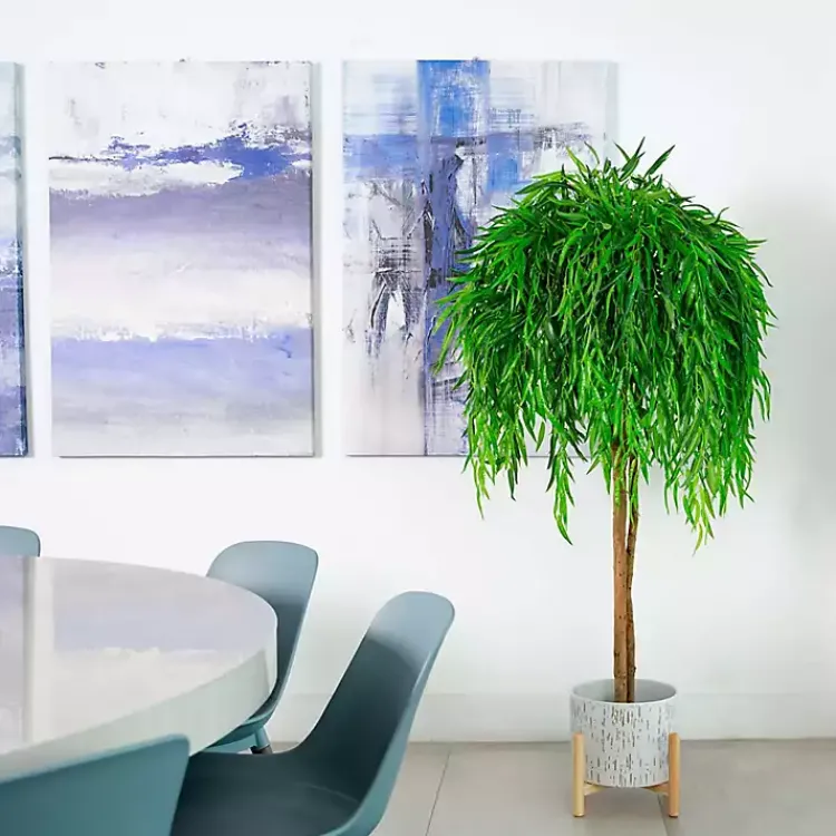 Trees & Topiaries>Kirklands Home Real Touch Willow Tree in Black Planter, 5 ft.