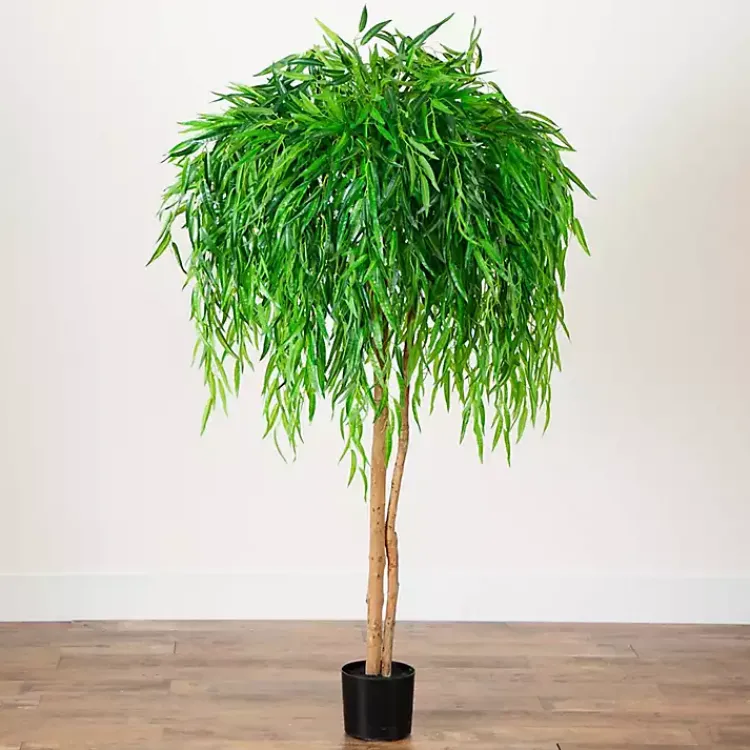 Trees & Topiaries>Kirklands Home Real Touch Willow Tree in Black Planter, 5 ft.