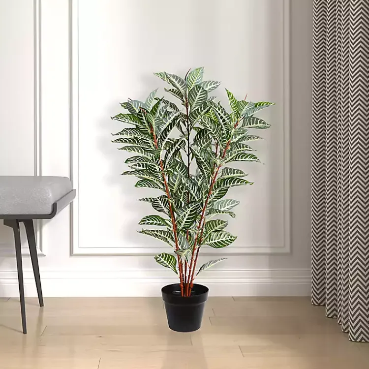 Trees & Topiaries>Kirklands Home Real Touch Zebra Plant in Nursery Planter