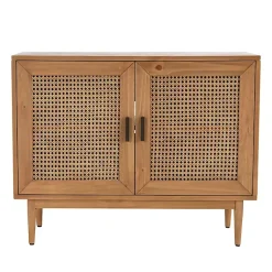 Kirklands Home Reclaimed Pine and Woven Cane Cabinet New