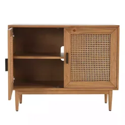 Kirklands Home Reclaimed Pine and Woven Cane Cabinet New