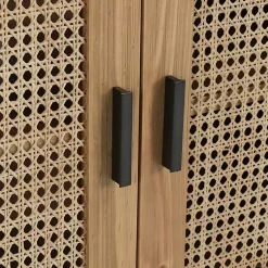 Kirklands Home Reclaimed Pine and Woven Cane Cabinet New
