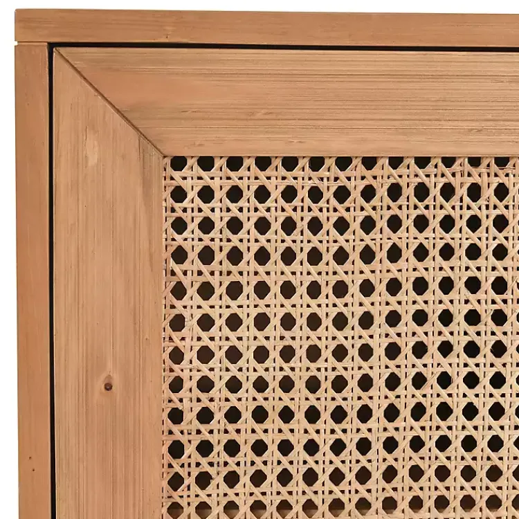 Kirklands Home Reclaimed Pine and Woven Cane Cabinet New