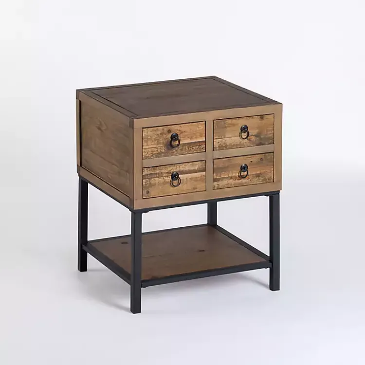 Kirklands Home Reclaimed Wood Accent Table with Keeping Drawers Brown Online