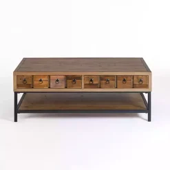 Kirklands Home Reclaimed Wood Keeping Drawers Coffee Table Brown