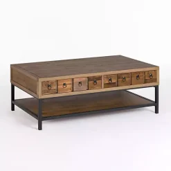 Kirklands Home Reclaimed Wood Keeping Drawers Coffee Table Brown