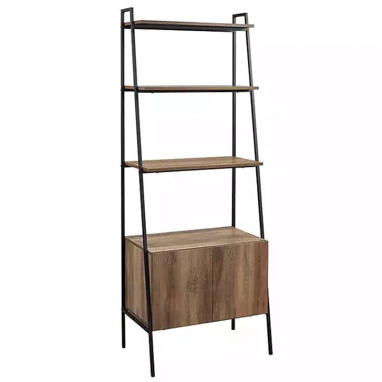 Kirklands Home Reclaimed Wood Modern Ladder Bookcase with Cabinet Hot