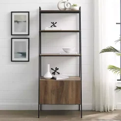 Kirklands Home Reclaimed Wood Modern Ladder Bookcase with Cabinet Hot