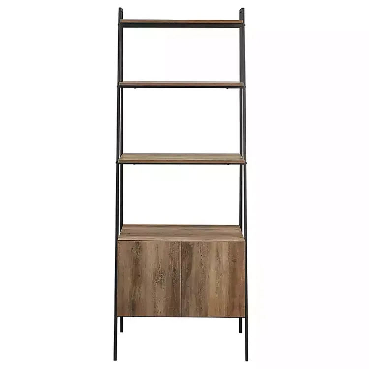 Kirklands Home Reclaimed Wood Modern Ladder Bookcase with Cabinet Hot