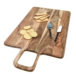 Kirklands Home Rectangle Acacia Wood Paddle Handle Board Brown New