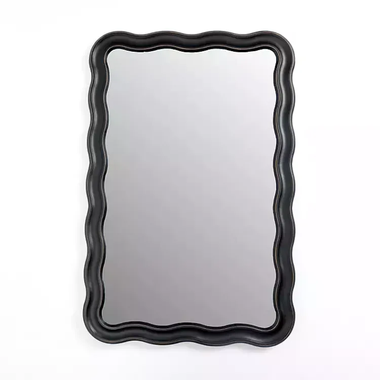 Kirklands Home Rectangle Catorina Black Wavy Wall Mirror Discount