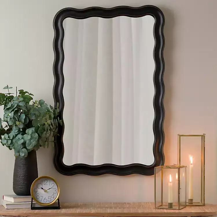 Kirklands Home Rectangle Catorina Black Wavy Wall Mirror Discount