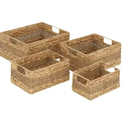 Baskets & Boxes>Kirklands Home Rectangular Baskets with Metal Handles, Set of 4 Brown