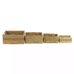 Baskets & Boxes>Kirklands Home Rectangular Baskets with Metal Handles, Set of 4 Brown