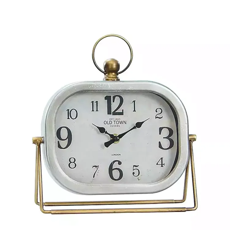 Decorative Accents>Kirklands Home Rectangular Metal Tabletop Clock