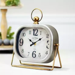 Decorative Accents>Kirklands Home Rectangular Metal Tabletop Clock