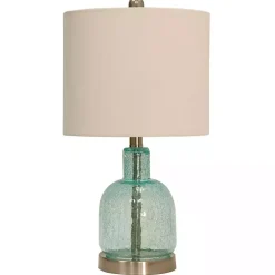Kirklands Home Recycled Glass Bottle Table Lamp White New