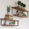Kirklands Home Recycled Wood and Metal Shelves, Set of 2