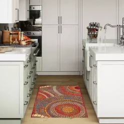 Kirklands Home Red & Blue Circles Indoor/Outdoor Rug, 2x3 Online