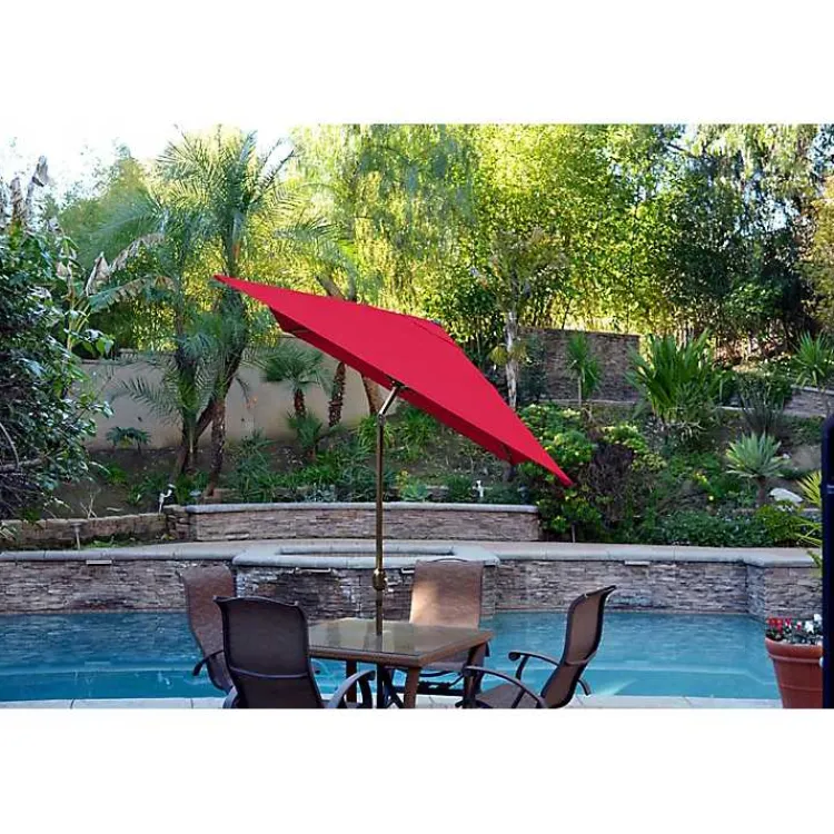 Kirklands Home Red & Champagne 10 ft. Hand Crank Tilt Umbrella Discount