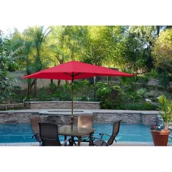 Kirklands Home Red & Champagne 10 ft. Hand Crank Tilt Umbrella Discount