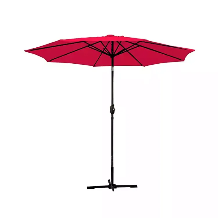 Kirklands Home 9 ft. Hand Crank Tilt Umbrella Red Discount