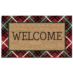 Outdoor Christmas Decorations>Kirklands Home Red & Green Plaid Welcome Doormat