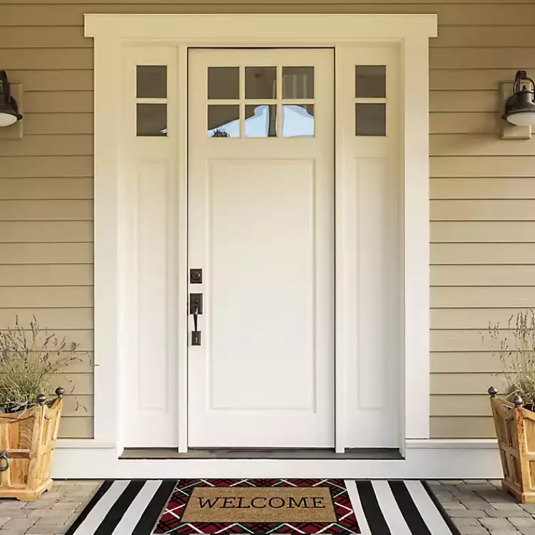 Outdoor Christmas Decorations>Kirklands Home Red & Green Plaid Welcome Doormat
