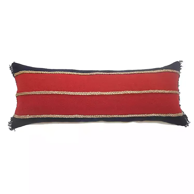 Pillows>Kirklands Home Red & Navy Nautical Rope Lumbar Pillow