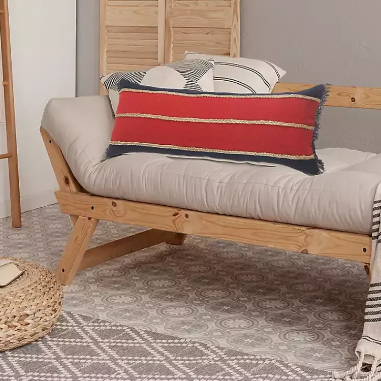 Pillows>Kirklands Home Red & Navy Nautical Rope Lumbar Pillow