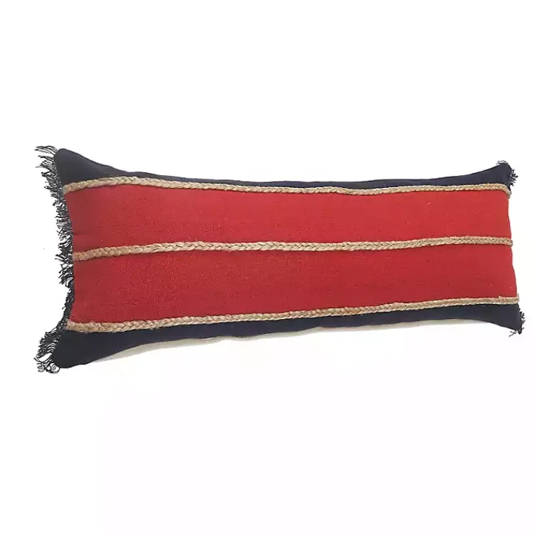 Pillows>Kirklands Home Red & Navy Nautical Rope Lumbar Pillow