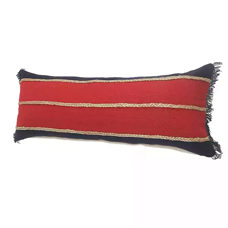 Pillows>Kirklands Home Red & Navy Nautical Rope Lumbar Pillow