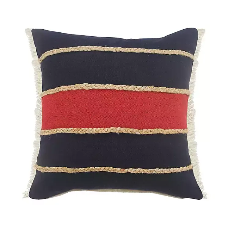 Pillows>Kirklands Home Red & Navy Nautical Rope Throw Pillow. 20x20