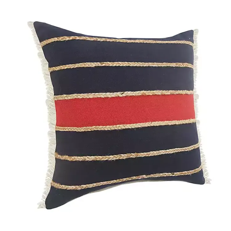 Pillows>Kirklands Home Red & Navy Nautical Rope Throw Pillow. 20x20